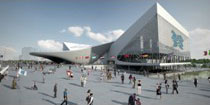 09_Visualizzazione dello Stadio del Nuoto con in primo piano le ali temporanee. Credit London 2012